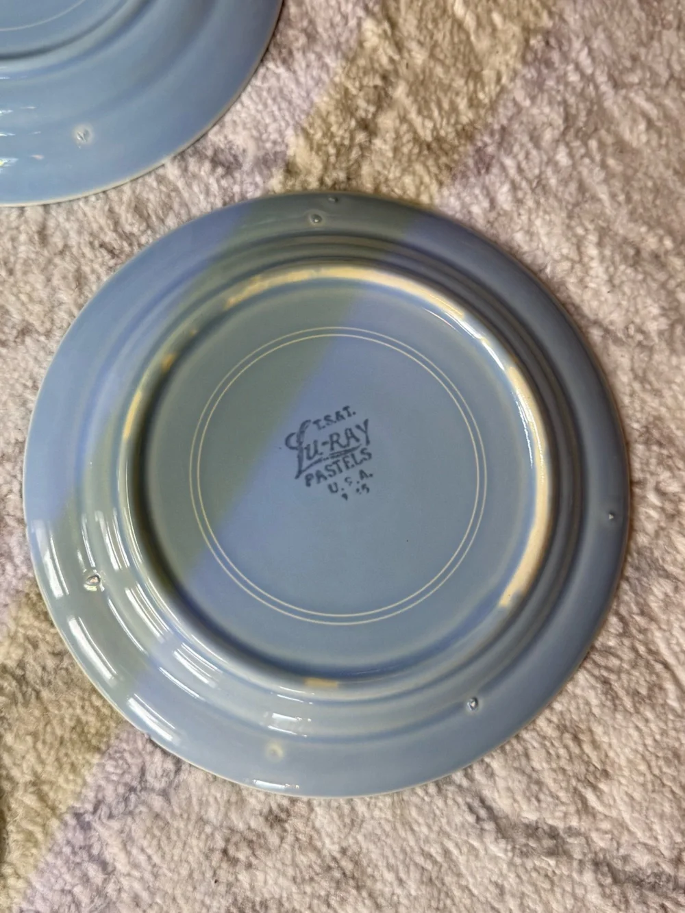 Lu-Ray Pastels Blue Plates Salad Bread Dessert - 6-3/8” Vintage Spring Easter